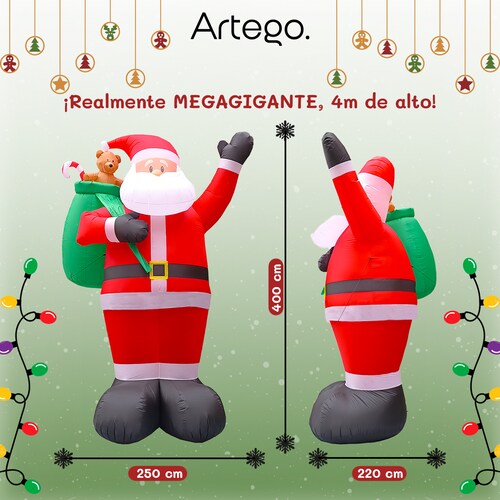 Inflable de Navidad Navideño SANTA CLAUS MEGA gigante con led 4m