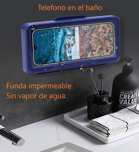Soporte caja teléfono móvil impermeable baño estante TV piscina regadera cocina bañera caja blanco