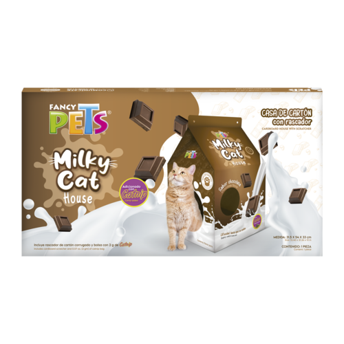 CASA DE CARTON CON RASCADOR P/GATO CHOCOLATE