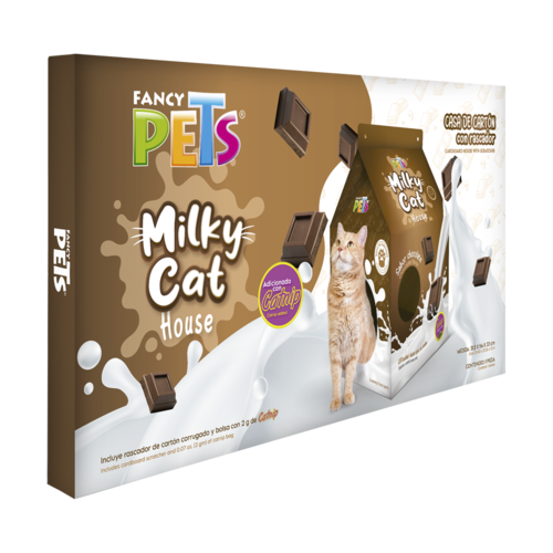 CASA DE CARTON CON RASCADOR P/GATO CHOCOLATE