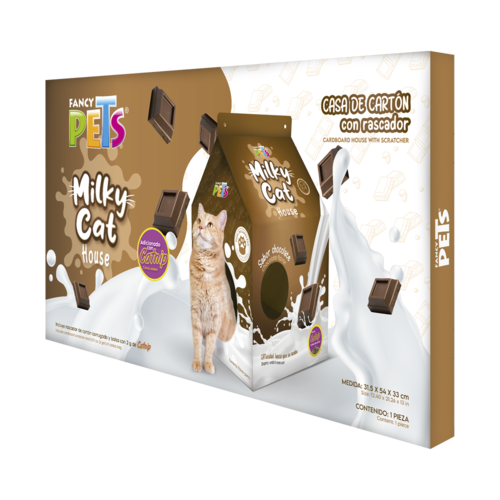 CASA DE CARTON CON RASCADOR P/GATO CHOCOLATE