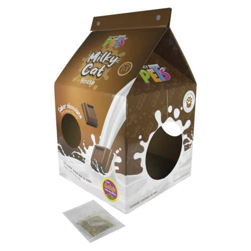 CASA DE CARTON CON RASCADOR P/GATO CHOCOLATE