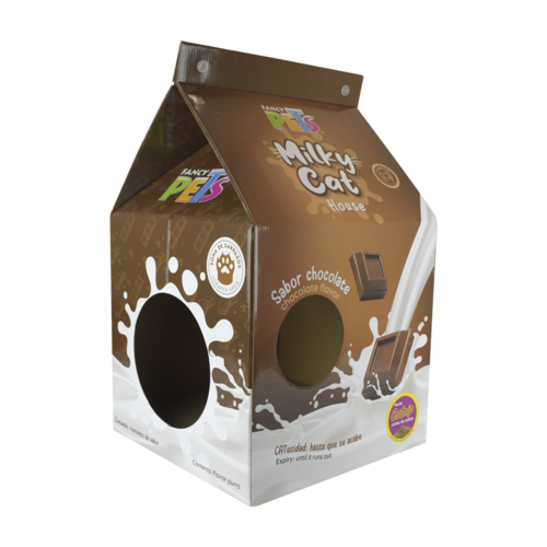 CASA DE CARTON CON RASCADOR P/GATO CHOCOLATE