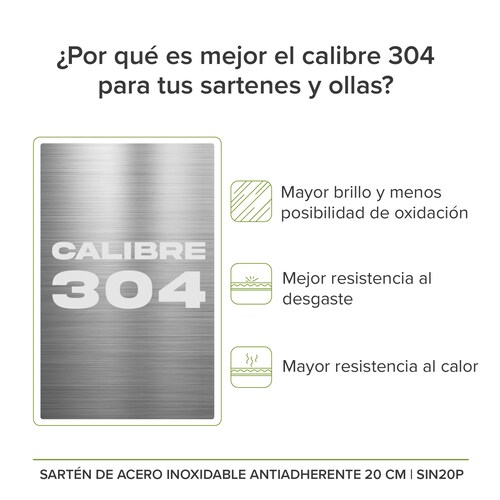  Sartén De Inducción Antiadherente De 20 CM Libre PFOA Acero Inoxidable Avera SIN20P