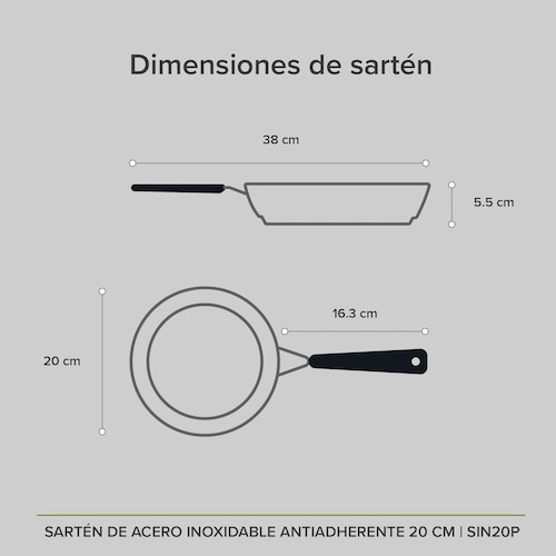  Sartén De Inducción Antiadherente De 20 CM Libre PFOA Acero Inoxidable Avera SIN20P