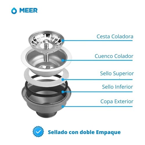 CNX Fregadero de Cocina Tarja de Doble Tina en Acero Inox Calibre 18 (Tarja de Submontar) y Kit de Instalación (82 cm x 47 cm).