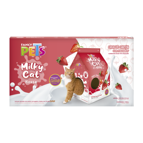 CASA DE CARTON CON RASCADOR P/GATO FRESAS