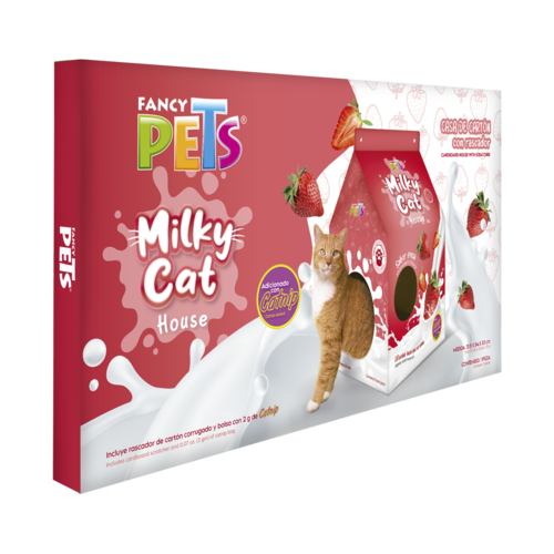 CASA DE CARTON CON RASCADOR P/GATO FRESAS