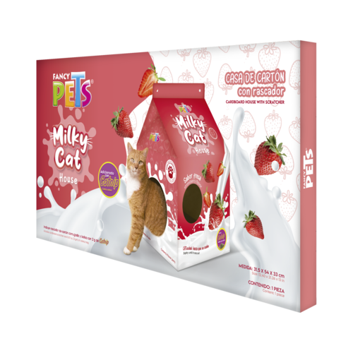 CASA DE CARTON CON RASCADOR P/GATO FRESAS