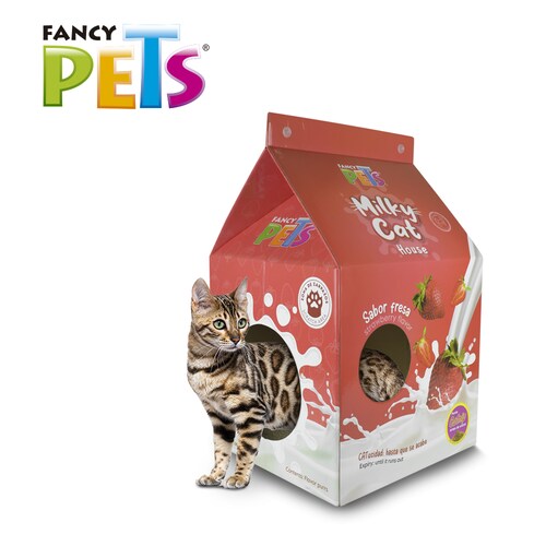 CASA DE CARTON CON RASCADOR P/GATO FRESAS