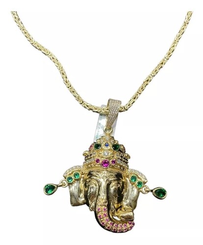 Dije De Elefante De La Suerte Y Cadena En Oro Macizo De 10k