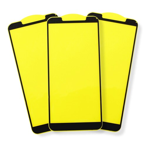 3x Mica Cristal 9D Protector de Pantalla para Motorola MOTO E6 PLAY con Marco Color Negro