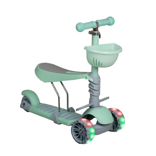 Scooter Patín Del Diablo 3 En 1 Para Niños Luces LED Color Verde