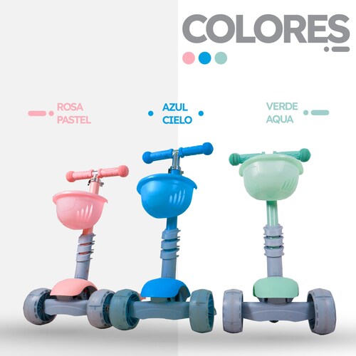 Scooter Patín Del Diablo 3 En 1 Para Niños Luces LED Color Verde