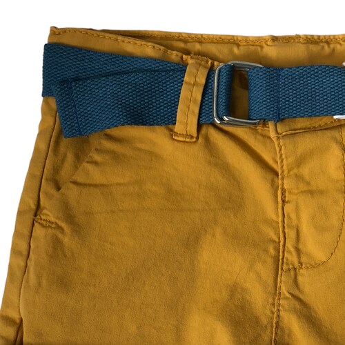  Short amarillo con cinturon azul FREE LIFE para bebé niño Losan