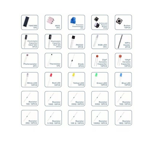 Kit Intermedio Electrónica Led Resistencia Capacitor 223pzas