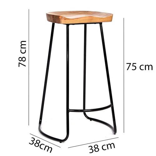 Banco AT75 Bar Grupo Microtec Set 2 Piezas- contemporáneos Modernos Minimalistas Restaurante Asiento Madera Estructura metál Resistentes Piso Asiento 75cm