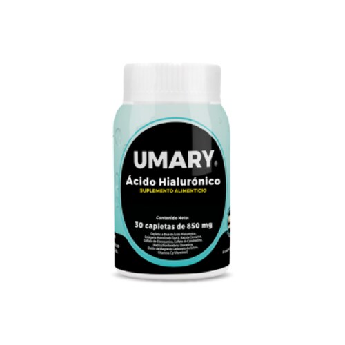 3 Frascos Acido Hialuronico Umary con 30 capletas con 850mg c/u.