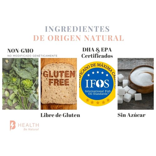  Omega 3 Aceite de Salmón con DHA y EPA, B Health Be Natural, 150 cápsulas, Ingredientes de Origen Natural, sin azúcares, NON-GMO