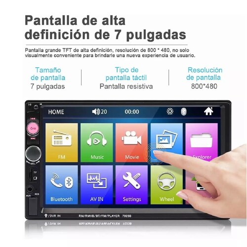 Autoestéreo 2 Din Con Pantalla Táctil 7 Inch Y 8 Led Camara