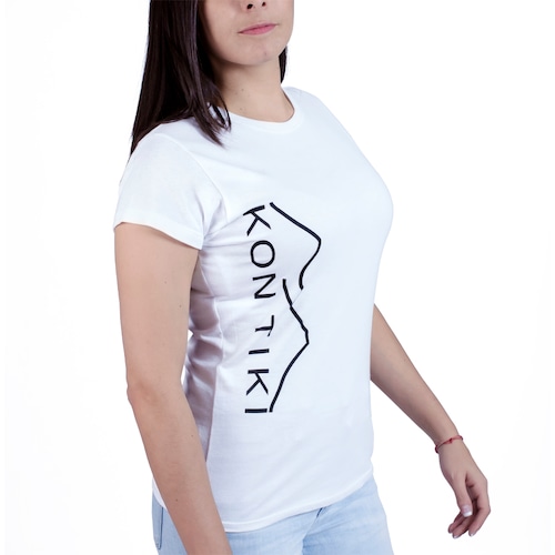 Playera Blanca KON TIKI para Mujer, Aventura y Ciudad Manga Corta Lateral-WH