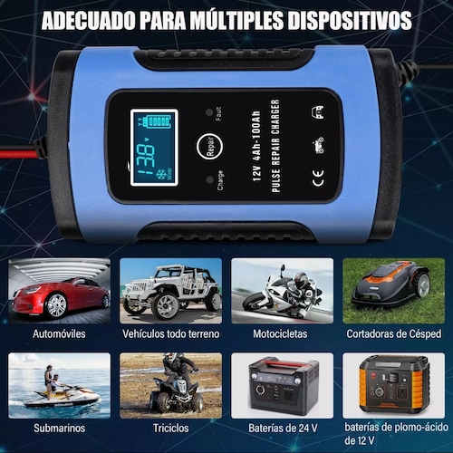 Cargador Inteligente Para Batería De Coche De Moto 12v 5a