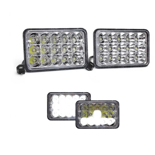 Set 2 Faros Unidad Cuadrada Rectangular 15 Leds 4x6 Alta/baja F1