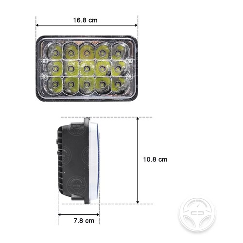 Set 2 Faros Unidad Cuadrada Rectangular 15 Leds 4x6 Alta/baja F1