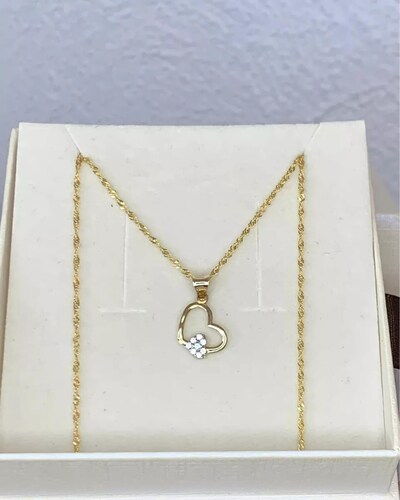 Dije Corazón Doble Oro 10 Kilates + Obsequio