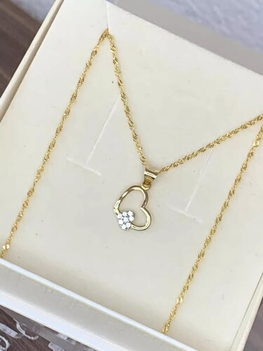 Dije Corazón Doble Oro 10 Kilates + Obsequio