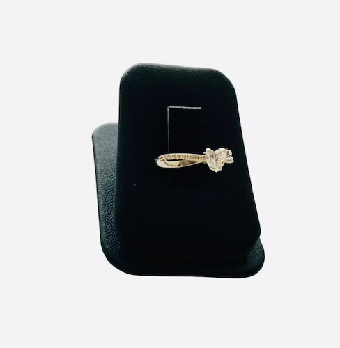 Anillo Entrelazado Oro Blanco 10 Kilates Zirconias+ Obsequio
