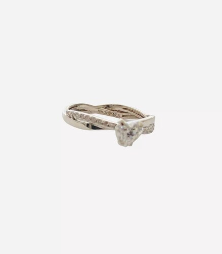 Anillo Entrelazado Oro Blanco 10 Kilates Zirconias+ Obsequio