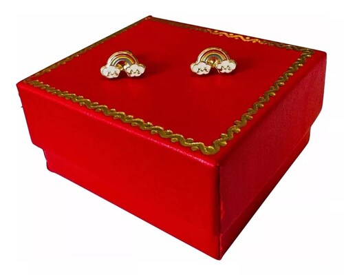 Broqueles Arcoíris Oro 10 Kilates + Obsequio
