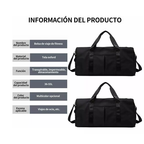 Maleta Deportiva Bolsa Gym Viaje Mochila Fitness Bag Negro