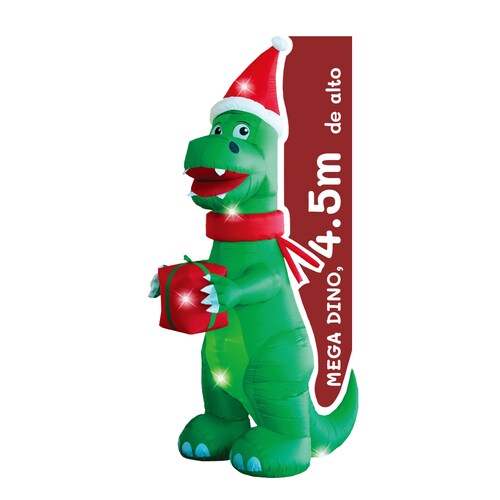 Inflable de Navidad Navideño Dinosaurio Jurásico T-rex MEGA JUMBO con led 4.5m