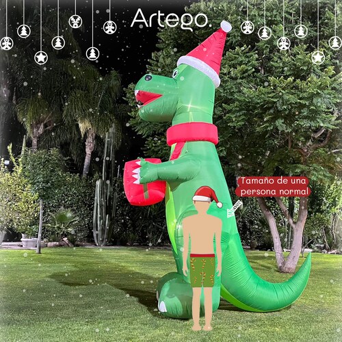 Inflable de Navidad Navideño Dinosaurio Jurásico T-rex MEGA JUMBO con led 4.5m