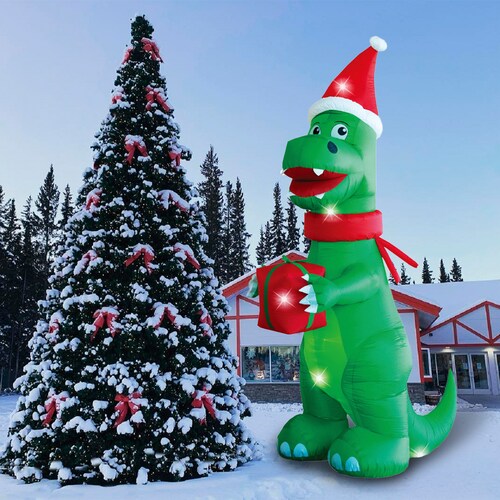 Inflable de Navidad Navideño Dinosaurio Jurásico T-rex MEGA JUMBO con led 4.5m