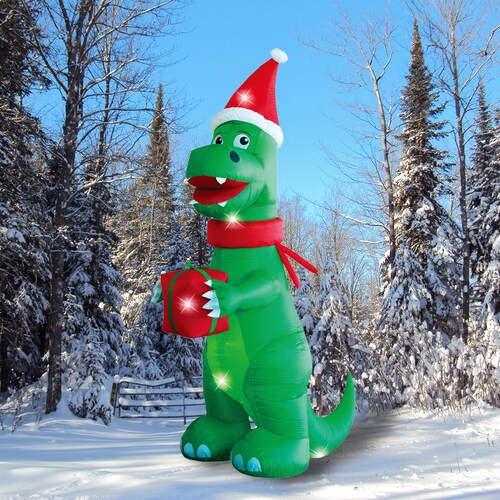 Inflable de Navidad Navideño Dinosaurio Jurásico T-rex MEGA JUMBO con led 4.5m