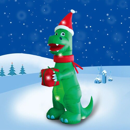 Inflable de Navidad Navideño Dinosaurio Jurásico T-rex MEGA JUMBO con led 4.5m