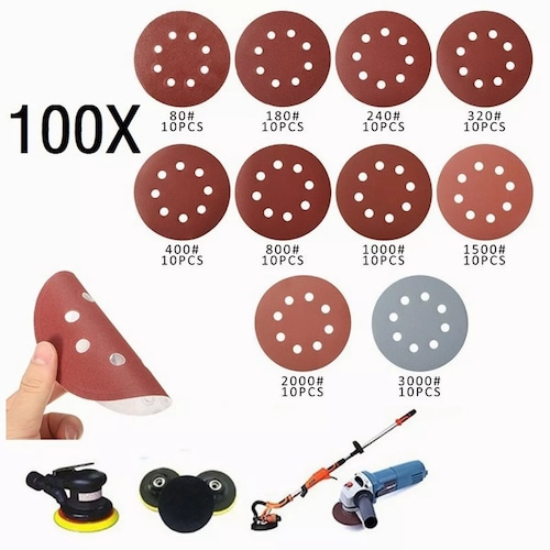 Kit 100 Discos De Lijas Orbital De 5 Pulgadas 80-3000 (10tamaños)