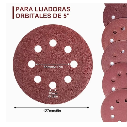 Kit 100 Discos De Lijas Orbital De 5 Pulgadas 80-3000 (10tamaños)