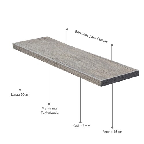 Set 3 Repisas Flotantes Hogare de Melamina Modernas 50 X 15 Color Rustik Wood