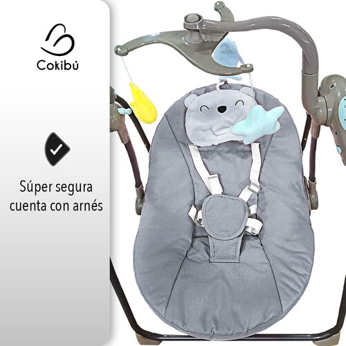 Silla Mecedora Para Bebe Bluetooth Gris