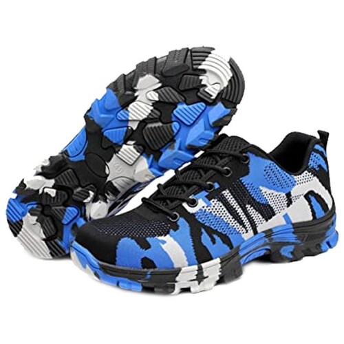 Tenis Resistentes Industriales MXTFF-009-2 Talla 10.5US, 27MX, 44EUR, Azul/Negro, Plantilla Kevlar, Suela EVA, Punta de Acero, Agujetas, Ligero, Transpirable.