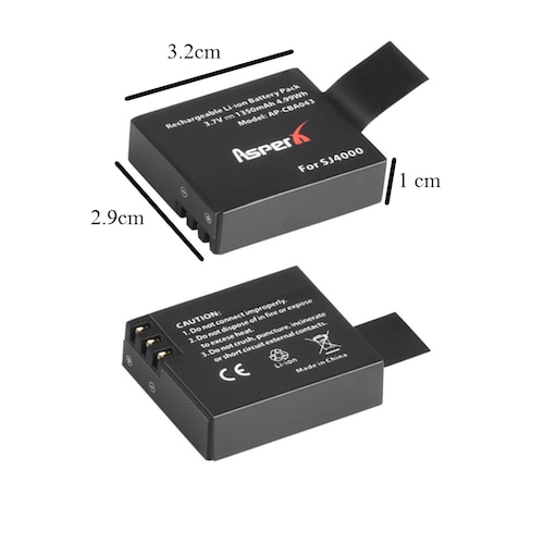 1 pz Batería 1350mAh cámara deportiva video crosscam gopro negro 4K moto auto carreras contra agua