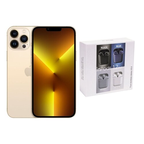 iPhone 13 Pro Max 128GB Dorado Reacondicionado Grado A + Audífonos Genéricos.
