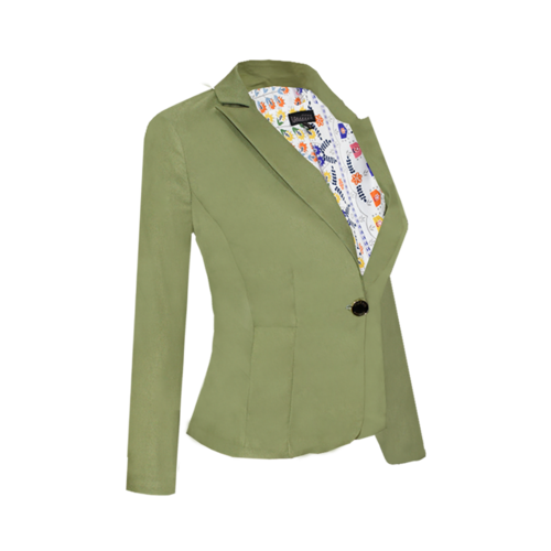 Blazer Mujer Saco Strech Unicolor Botones En Puños