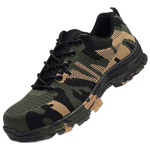 Zapatos de Trabajo Resistentes MXKAC-010 Talla 11US, 27.5MX, 45EUR, Verde/Negro, Plantilla Kevlar, Suela EVA, Punta de Acero, Agujetas, Ligero, Transpirable.