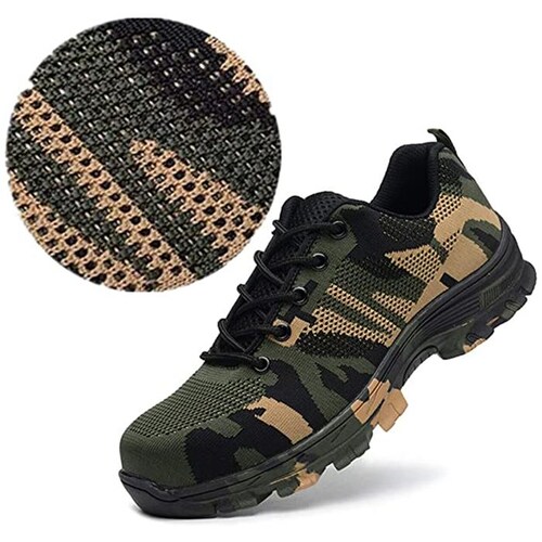 Zapatos de Trabajo Resistentes MXKAC-010 Talla 11US, 27.5MX, 45EUR, Verde/Negro, Plantilla Kevlar, Suela EVA, Punta de Acero, Agujetas, Ligero, Transpirable.