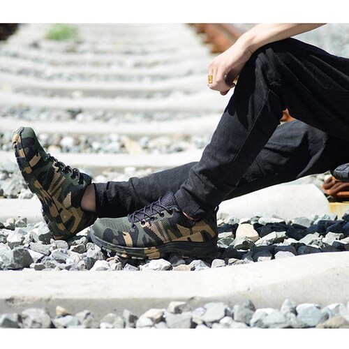 Zapatos de Trabajo Resistentes MXKAC-010 Talla 11US, 27.5MX, 45EUR, Verde/Negro, Plantilla Kevlar, Suela EVA, Punta de Acero, Agujetas, Ligero, Transpirable.